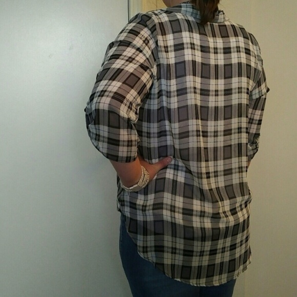Lilian Plus Size Plaid Wrapped Tunic Top - Picture 2 of 7